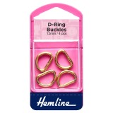 Hemline D Rings Gold - 12mm - 4pcs