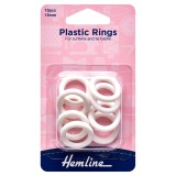 Hemline Plastic Curtain Rings White - 15mm - 10pcs