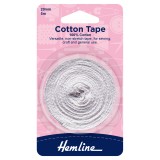 Hemline Cotton Tape White - 5m x 20mm