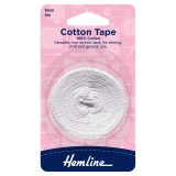 Hemline Cotton Tape White - 5m x 6mm