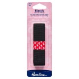 Hemline Woven Non-Roll Elastic Black - 1m x 25mm