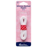 Hemline Silicone Backed Elastic White - 1m x 12mm