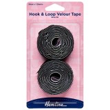 Hemline Hook & Loop Tape Stick-On Value Pack of 1.25m x 20mm Black