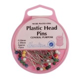 Hemline Pins Plastic Coloured Head 0.58 x 38mm Nickel Plated Steel 75 Pieces