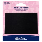 Hemline Iron-on Repair Fabric Black - 12 x 44cm