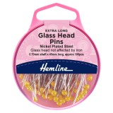 Hemline Quilters Glass Head Pins Nickel - 45mm, 100pcs