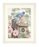 Lanarte Counted Cross Stitch Kit - Garden Bluebirds (Aida,W)