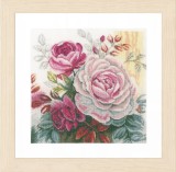 Lanarte Counted Cross Stitch Kit - Pink Rose (Linen)