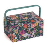 HobbyGift Sewing Box Medium Floral Garden,Teal