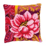 Vervaco Cross Stitch Cushion Kit - Pink Flower
