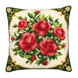Vervaco Cross Stitch Cushion Kit - Pale Red Roses