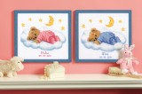 Vervaco Counted Cross Stitch Kit - Birth Record - Teddy on Clouds