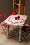 Vervaco Embroidery Kit Tablecloth - Red Leaf Design