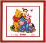 Vervaco Counted Cross Stitch Kit - Birth Record - Disney - Winnie & Friends