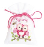 Vervaco Counted Cross Stitch Kit - Pot-Pourri Bag - Owl Pink