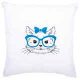 Vervaco Embroidery Kit Cushion - Cat with Blue Glasses