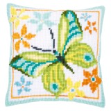 Vervaco Cross Stitch Cushion Kit - Green Butterfly