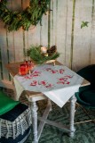Vervaco Embroidery Kit Tablecloth - Christmas Gnomes Skiing
