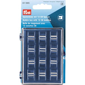 PRYM-Bobbin box + 12 CB met sew m/c bobbins