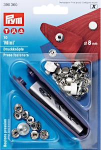 PRYM - Non-sew Fasteners 'Mini' Brass Silver 8mm Pack of 10