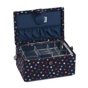 HobbyGift Sewing Box Medium Navy Stars