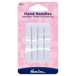 Hand Sewing Needles: Embroidery: Double Tip: Pack of 3