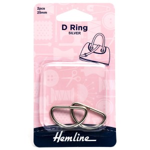 Hemline D Ring 25mm Nickel 2 Pieces