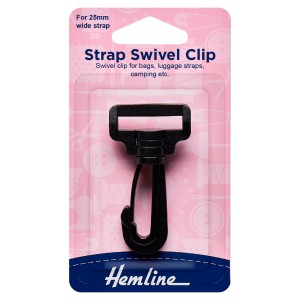 Hemline Swivel Clip Black 25mm 1pk