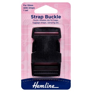 Hemline Strap Buckle Black 32mm