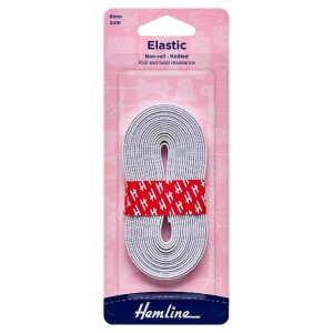 Hemline Non-Roll Knitted Elastic 3m x 6mm White