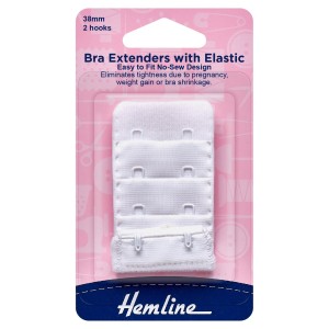 Hemline Bra Back Extender 38mm White