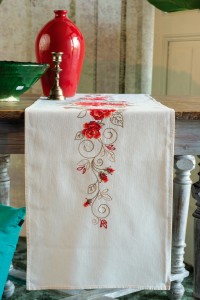 Vervaco Embroidery Kit Table Runner Kit - Roses