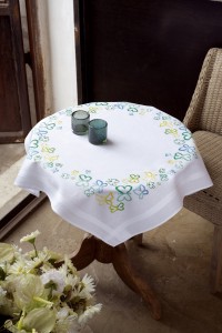 Vervaco Embroidery Kit Tablecloth - Butterflies in Green