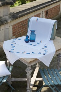 Vervaco Embroidery Kit Tablecloth - Blue Feathers