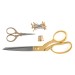 Scissors Gift Set Dressmaking (21.5cm) and Embroidery (9.5cm), Thimble & Pins: Gold